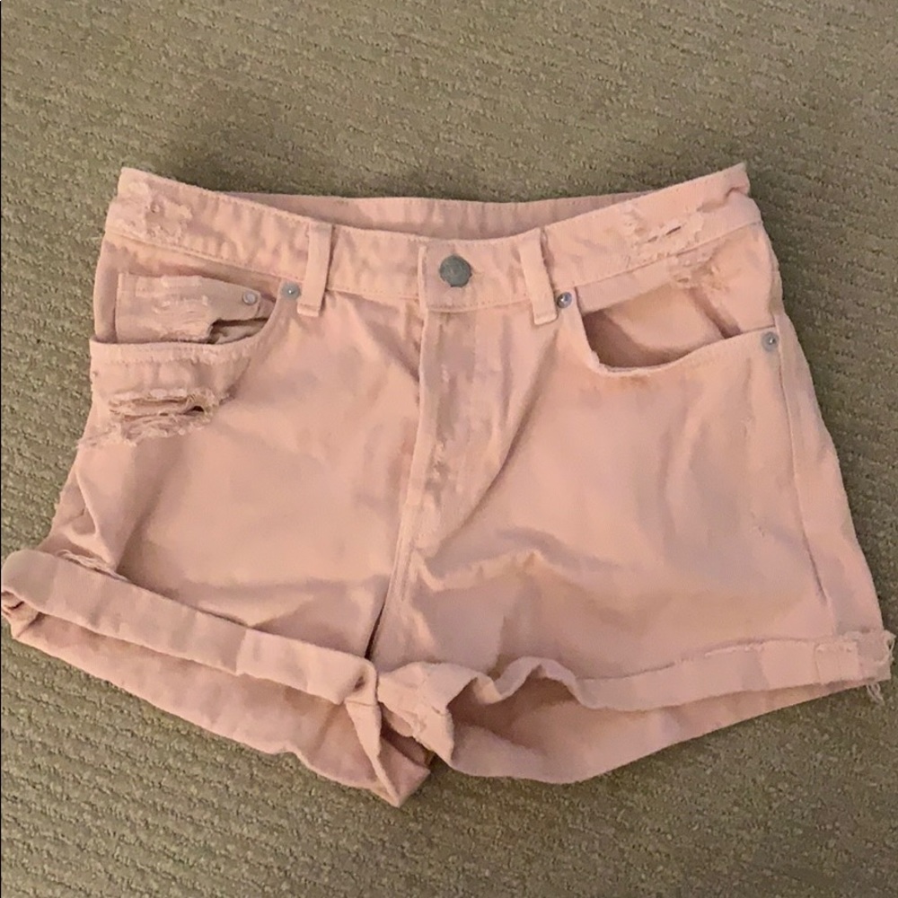 light pink denim shorts
